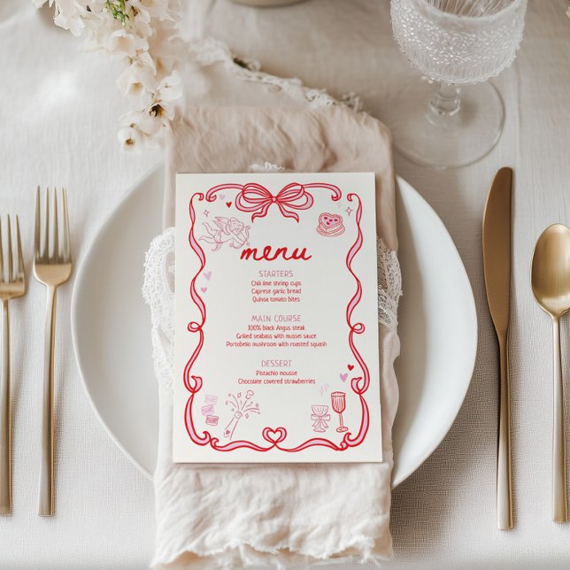 Carte de menu pour la fête de la Galentine (Créateur téléchargé)