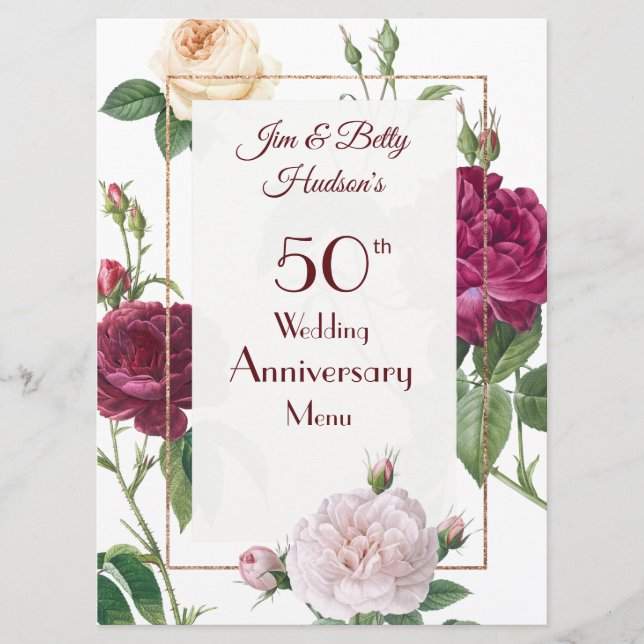 Carte de menu pour une fête d'anniversaire de mari (Devant)