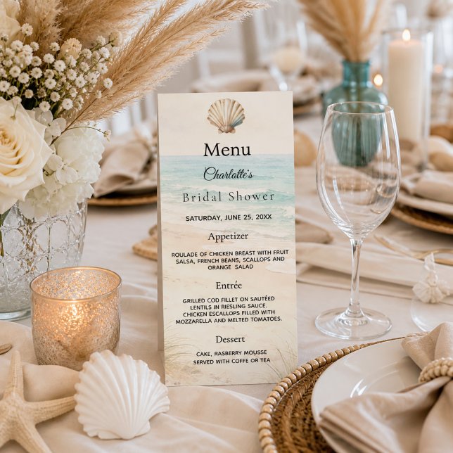Carte de menu pour une fête de douche de mariée su (Créateur téléchargé)