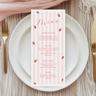 Carte de menu Rayures roses et fraise