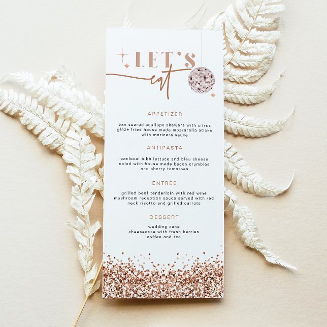 Carte de menu REGINA Rose Gold Sequins Disco Let's (Créateur téléchargé)