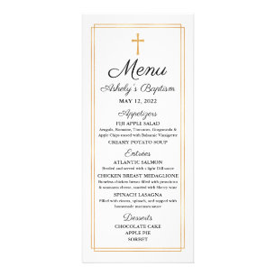Carte de menu religieux Gold Baptism