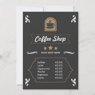 Carte de menu Retro Café Shop