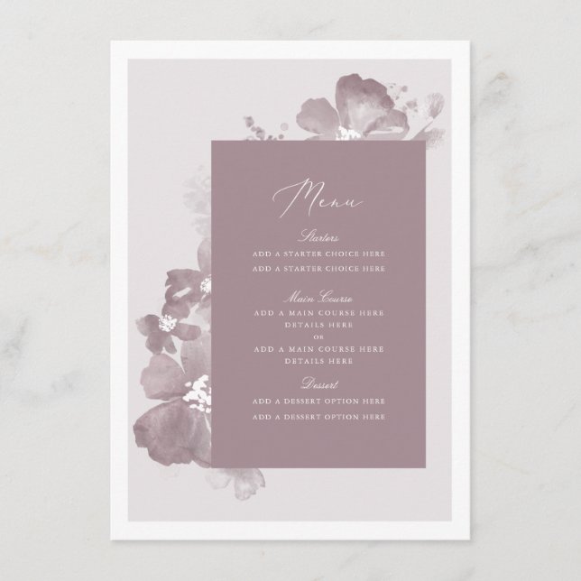 Carte de menu Romance Aquarelle (Devant)