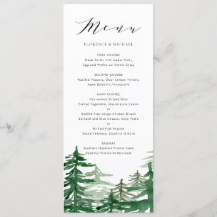Carte de menu Romantique Watercolor Woodland