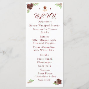 Carte de menu Rose-Corage monogramme