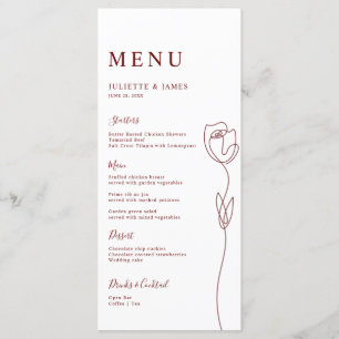 Carte de menu Rose de ligne Whimsical