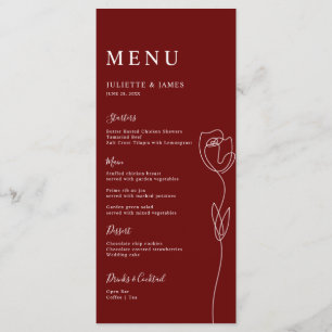 Carte de menu Rose de ligne Whimsical