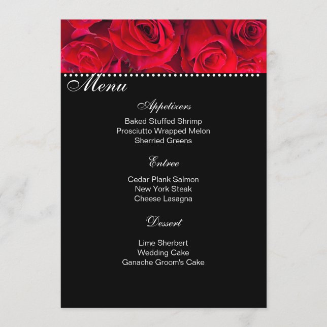 Carte de menu Roses rouges (Devant)