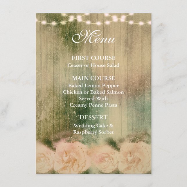 Carte de menu Russe Rose Mariage (Devant)