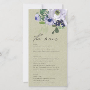 Carte de menu Rustique Kraft Violet Violet Floral