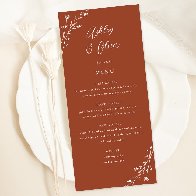 Carte de menu Rustique Mariage Botanique en Terrac (Créateur téléchargé)