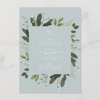 Carte de menu Sauvage et Vert