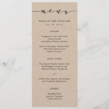 Carte de menu Script Kraft
