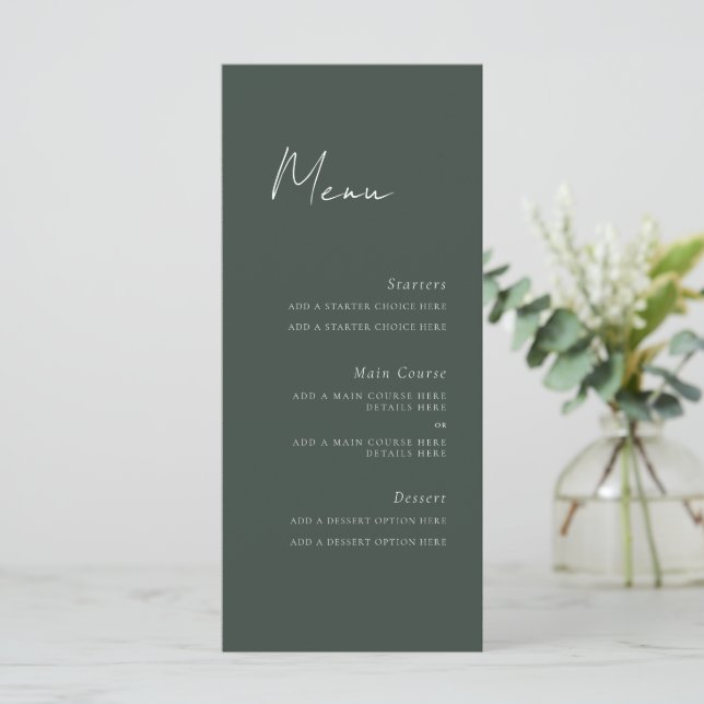 Carte de menu Script minimal (Debout devant)