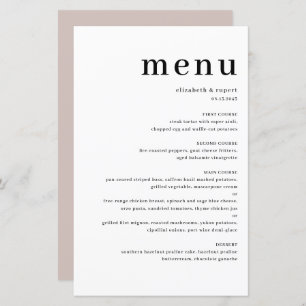 Carte de menu Serif minimaliste noir
