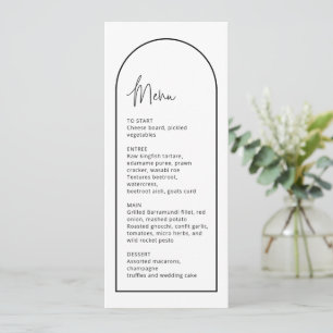 Carte de menu simple Mariage Arche noire et blanch