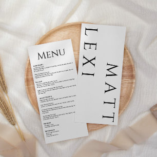 Carte de menu simple Mariage noir et blanc