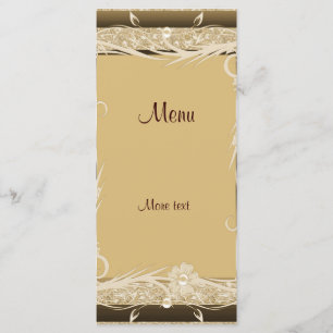 Carte de menu sur rack vintage or marron floral