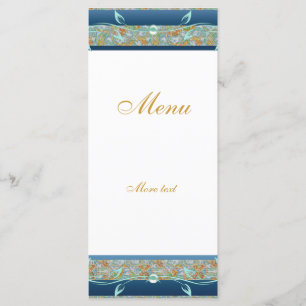 Carte de menu sur rack vintage or sarcelle bleue f