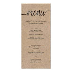 Carte de menu Tall Script Rustique Kraft