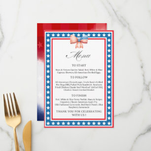Carte de menu thème drapeau américain USA
