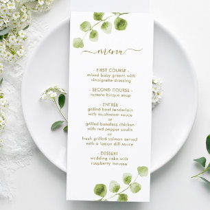 Carte de menu Vert Doré Botanique