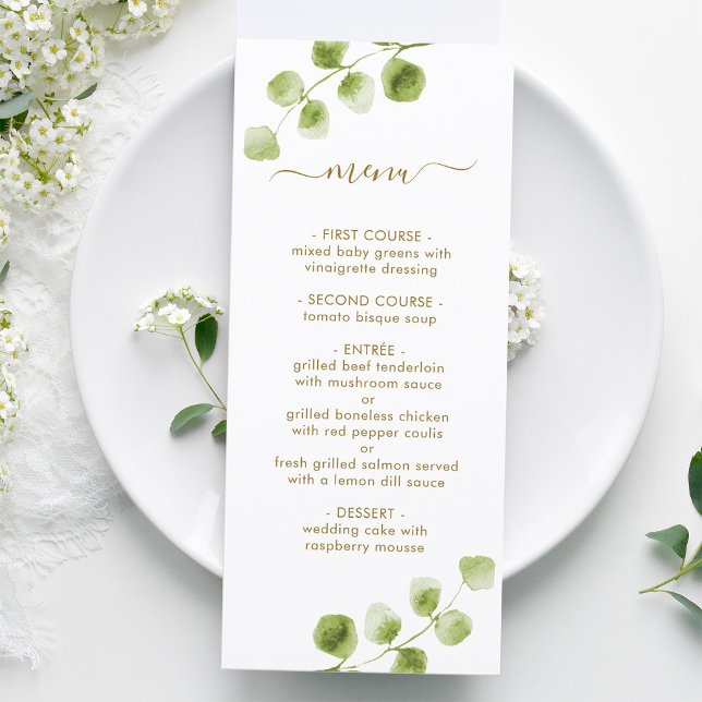 Carte de menu Vert Doré Botanique (Créateur téléchargé)