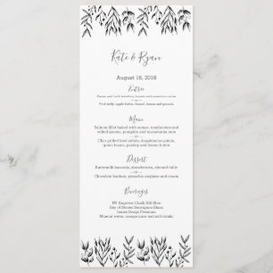 Carte de menu vintage feuille gris Mariage