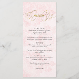 Carte de menu Vintage Rose Blush Pink
