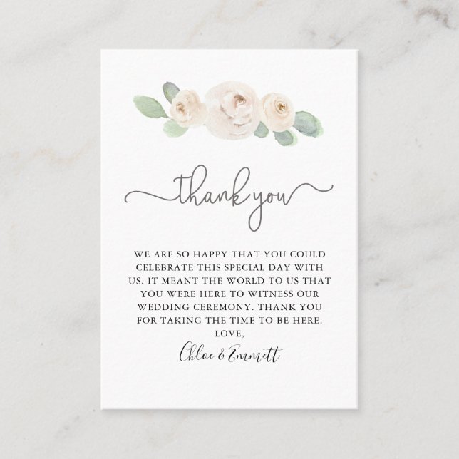 Carte de Merci de Mariage de Rose blanche (Devant)