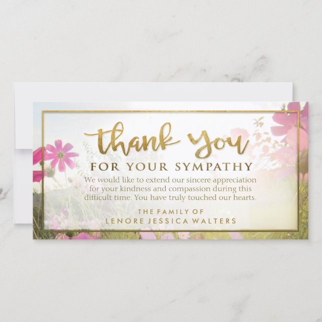 Carte de Merci en or rose Fleur sauvage (Devant)