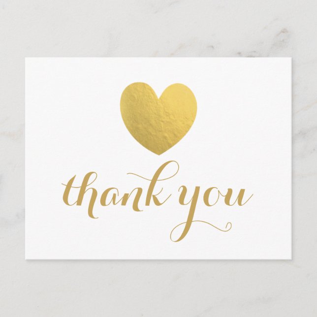 Carte de Merci Gold Foil Heart (Devant)