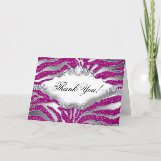 Carte de Merci Zebra Sparkle Hot Pink S
