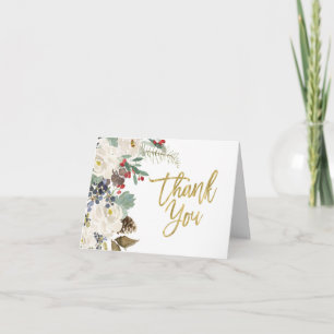 Carte de MerciYou pliée Floral de Noël
