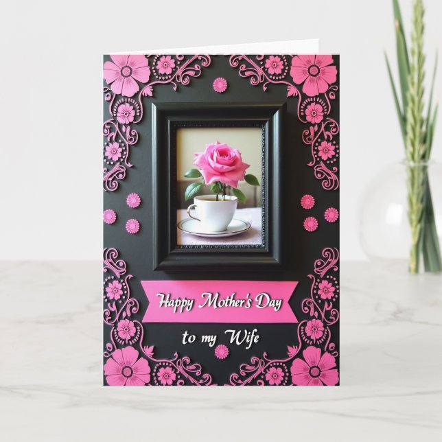 Carte de mères de Tasse de thé de rose (Devant)