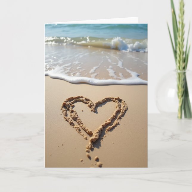 Carte de Message Amour sur la Plage (Devant)