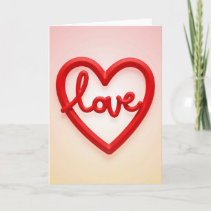 Carte de Message Cœur d'Amour Rouge