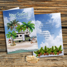 Carte de message d'amour de Noël Camping Couple