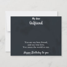Carte de message de bijou pour petite amie
