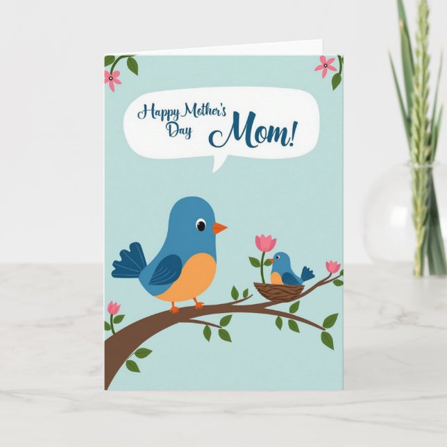 Carte de Message de Fête des Mères Bluebird (Devant)