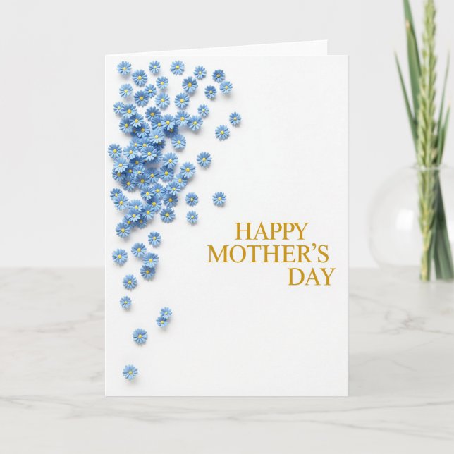 Carte de Message de Fête des Mères Florale Bleue (Devant)