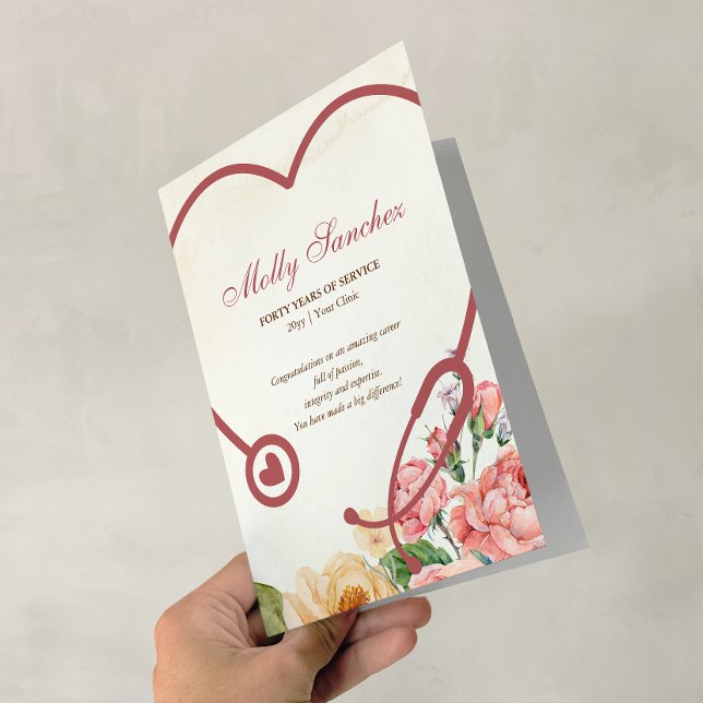 Carte de Message de Retraite pour Infirmière au St (Floral Stethoscope Nurse Retirement Message Card)