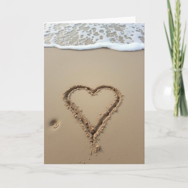 Carte de Message en Sable Artisanal avec Cœur sur  (Devant)