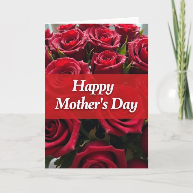 Carte de Message Fleur Rouge Velours (Devant)