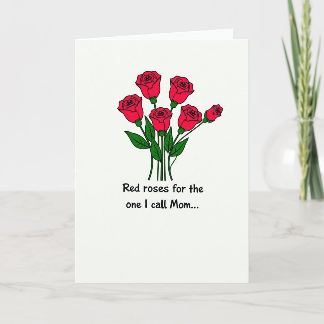 Carte de message floral rouge pour maman (Devant)