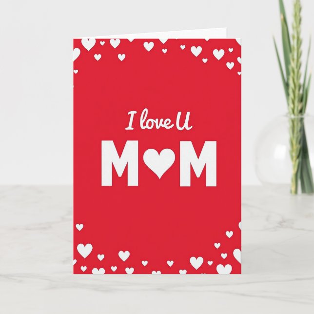Carte de message graphique J'aime maman (Devant)