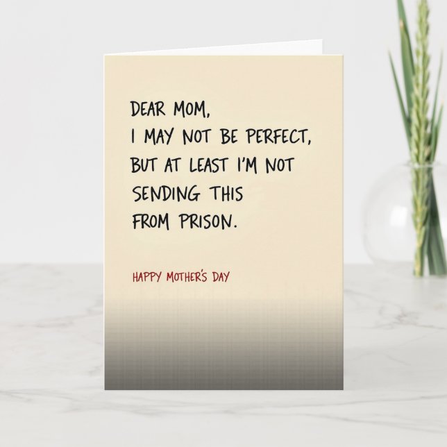 Carte de message humoristique pour maman de prison (Devant)