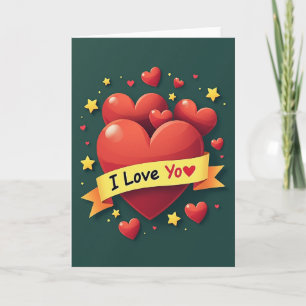 Carte de Message Je T'Aime Coeurs