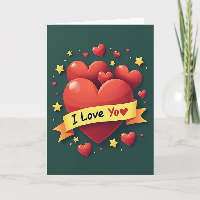 Carte de Message Je T'Aime Coeurs (Devant)